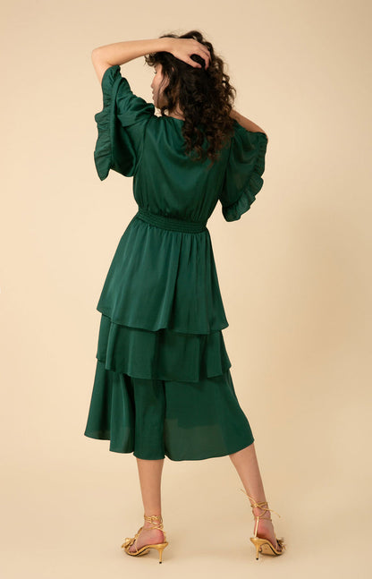 Joy Tiered Midi Dress Green - Hale Bob