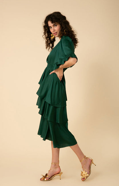 Joy Tiered Midi Dress Green - Hale Bob