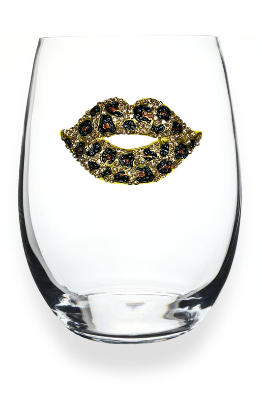 Leopard Lips Stemless Wine Glass - The Queens Jewels