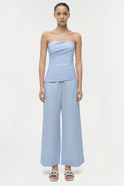 Emerson Ruched Bustier Top Periwinkle Stripe - Simkhai