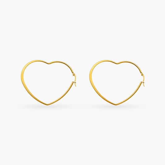 Large Heart Hoop Earrings Gold - Love You More