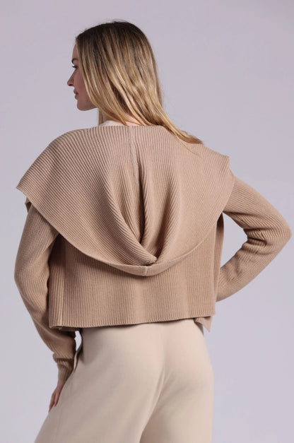 Cotton Shaker Hooded Flyaway Cardigan Brown Sugar - Minnie Rose