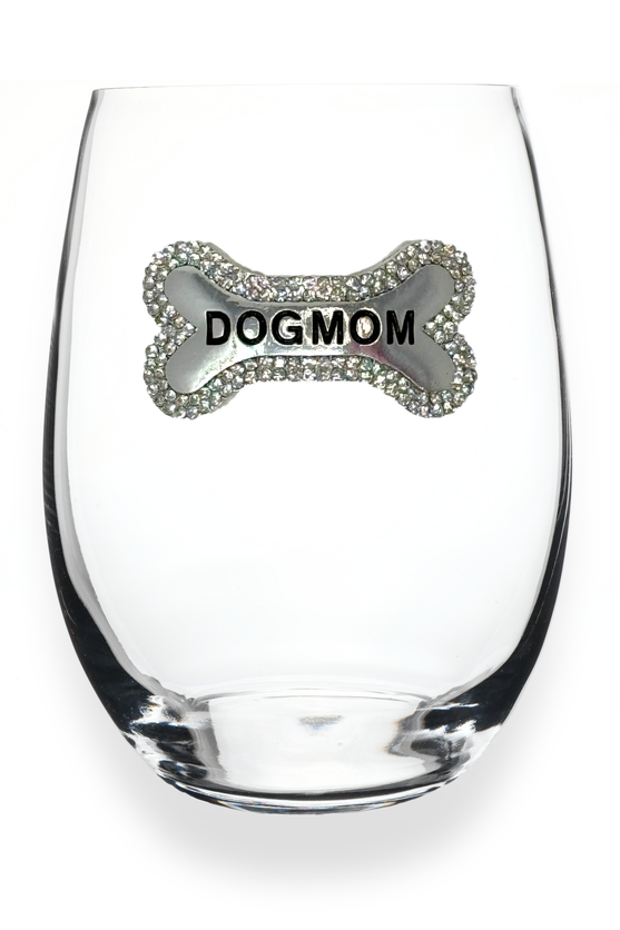 Dog Mom Stemless Wine Glass - The Queens Jewels