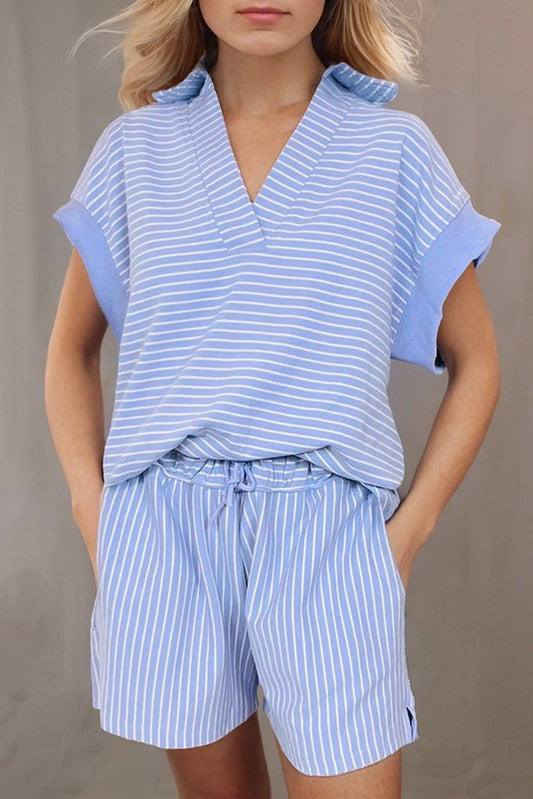 Stripe Short Set Blue - Jackie Z Style Co.