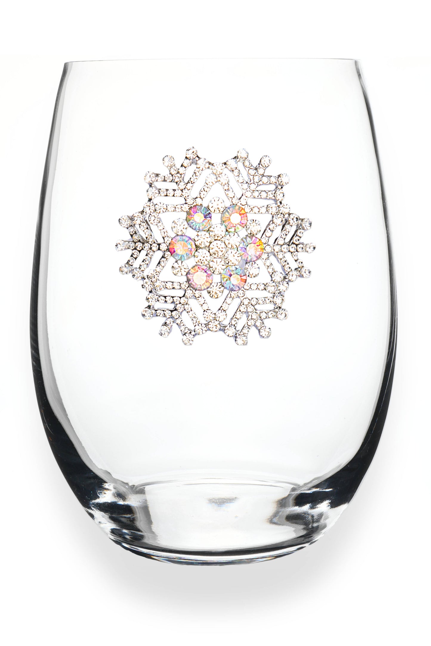 Snowflake Jeweled Stemless Wine Glass - The Queens Jewels