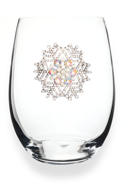 Snowflake Jeweled Stemless Wine Glass - The Queens Jewels