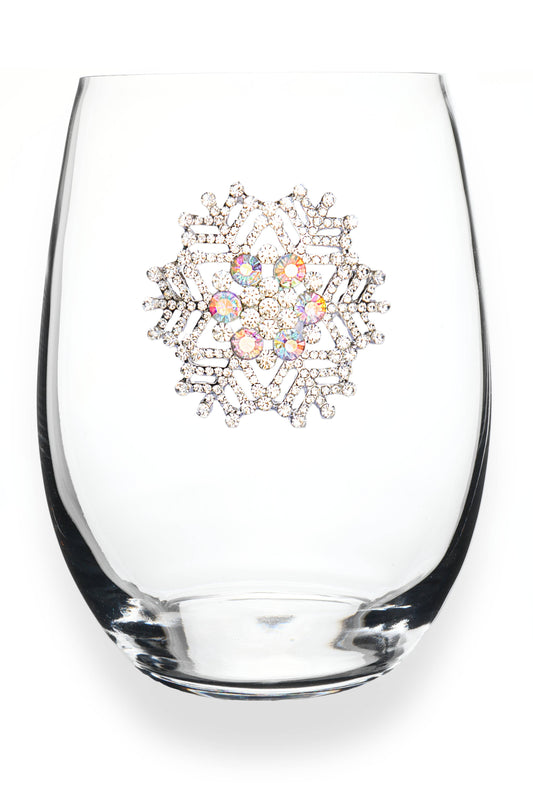 Snowflake Jeweled Stemless Wine Glass - The Queens' Jewels