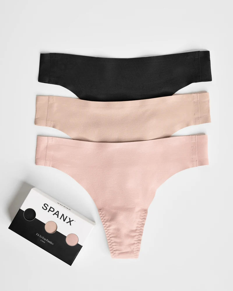 Thong 3-Pack Box Very Black/Toasted Oatmeal/Vintage Rose - SPANX