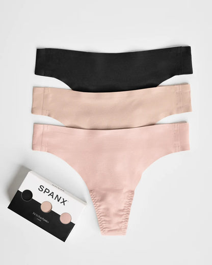 Thong 3-Pack Box Very Black/Toasted Oatmeal/Vintage Rose - SPANX