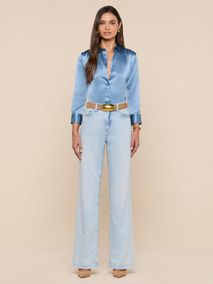 Dani Silk Blouse Blue Mist - L'AGENCE