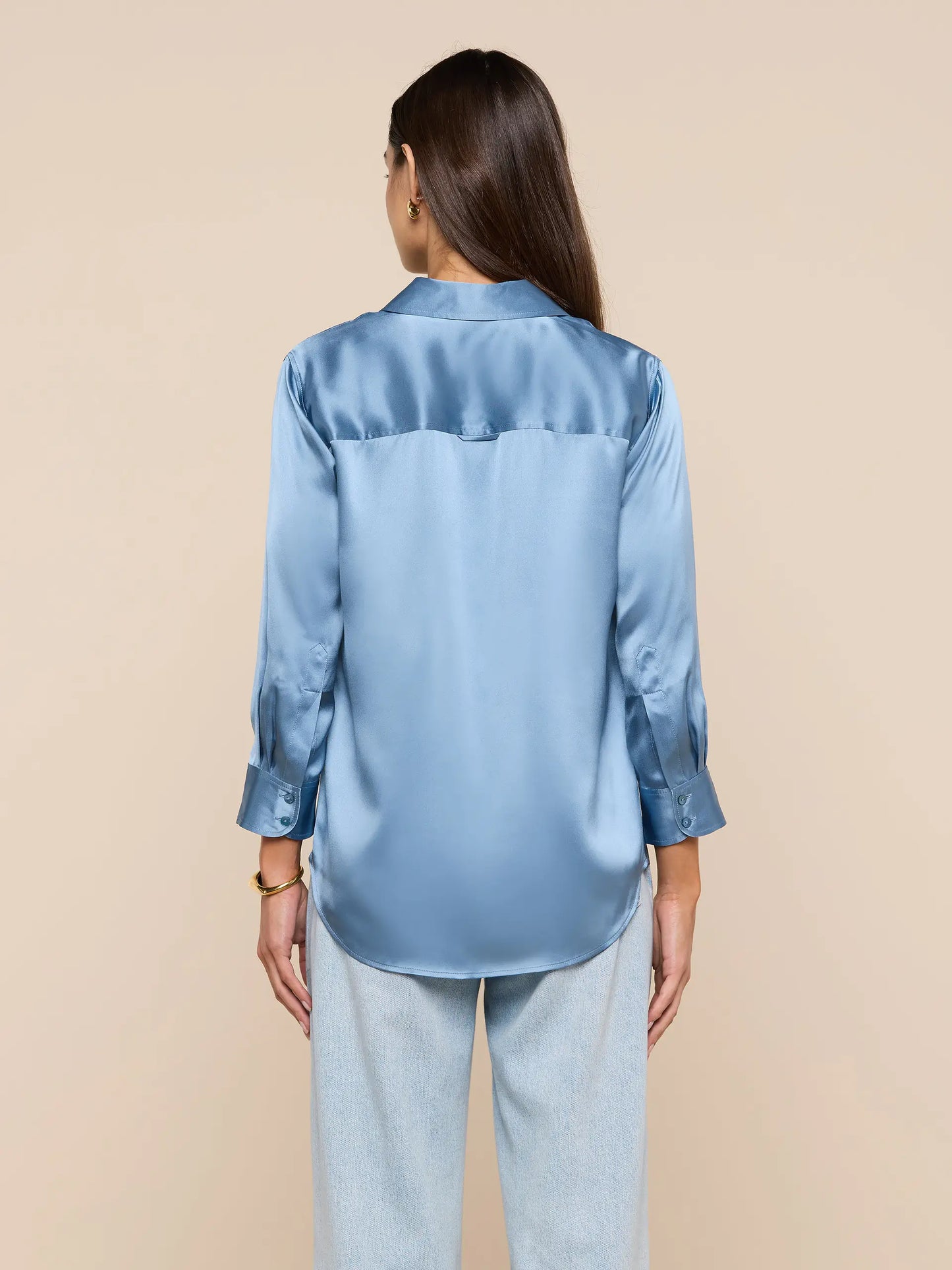 Dani Silk Blouse Blue Mist - L'AGENCE