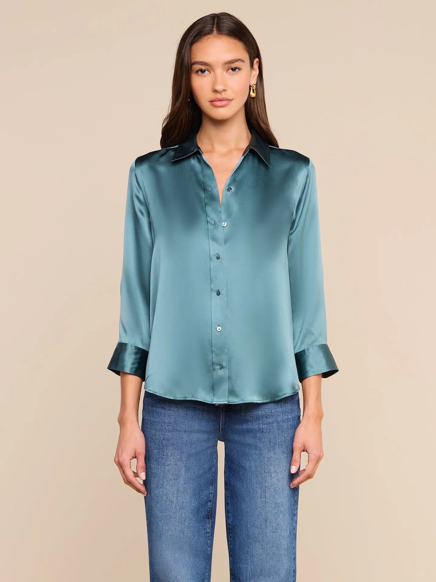 Dani Silk Blouse Cadet Blue - L'AGENCE