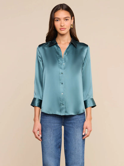Dani Silk Blouse Cadet Blue - L'AGENCE