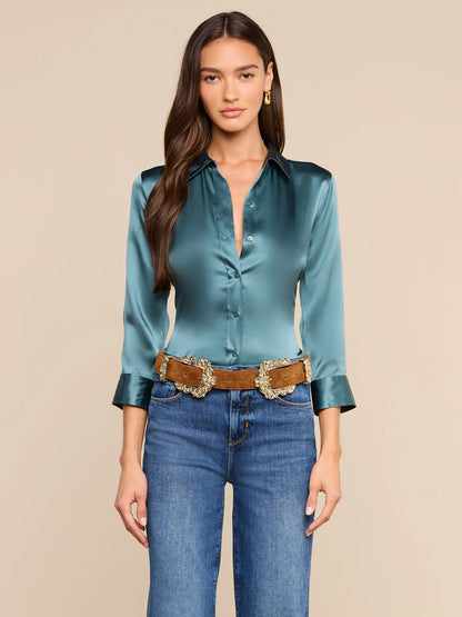 Dani Silk Blouse Cadet Blue - L'AGENCE