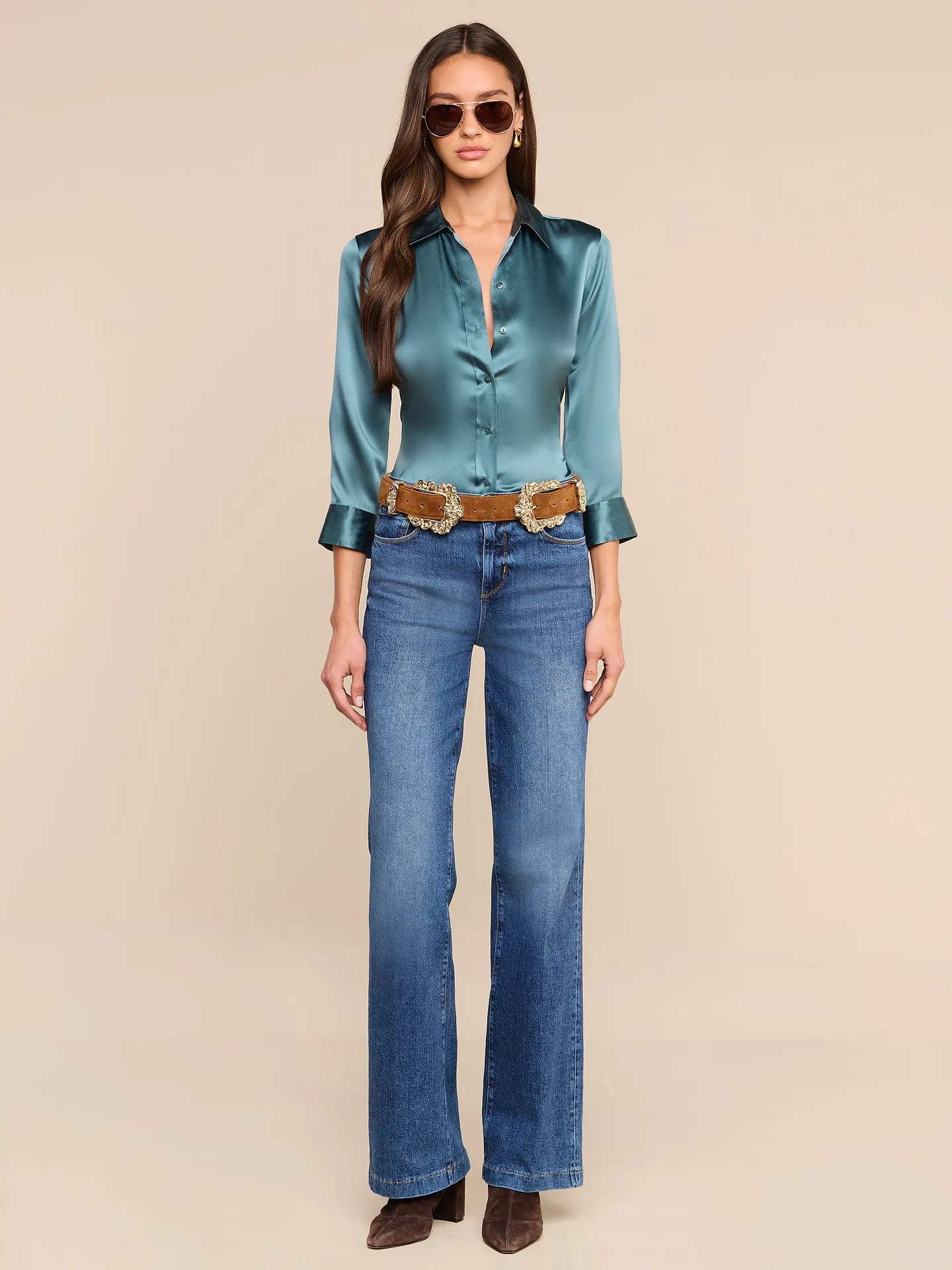 Dani Silk Blouse Cadet Blue - L'AGENCE