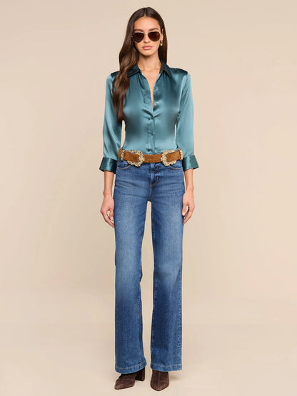 Dani Silk Blouse Cadet Blue - L'AGENCE