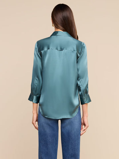 Dani Silk Blouse Cadet Blue - L'AGENCE