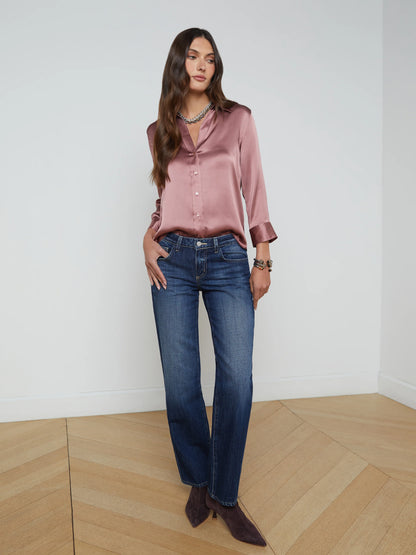 Dani 3/4 Sleeve Blouse Mauve Rose - L'AGENCE