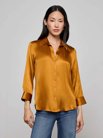 Dani Silk Blouse Dijon - L'AGENCE
