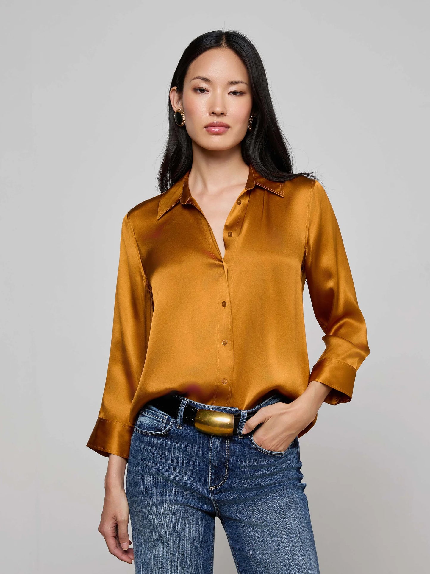 Dani Silk Blouse Dijon - L'AGENCE