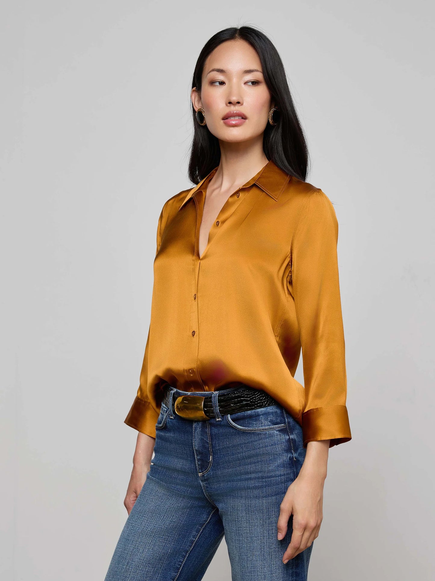Dani Silk Blouse Dijon - L'AGENCE