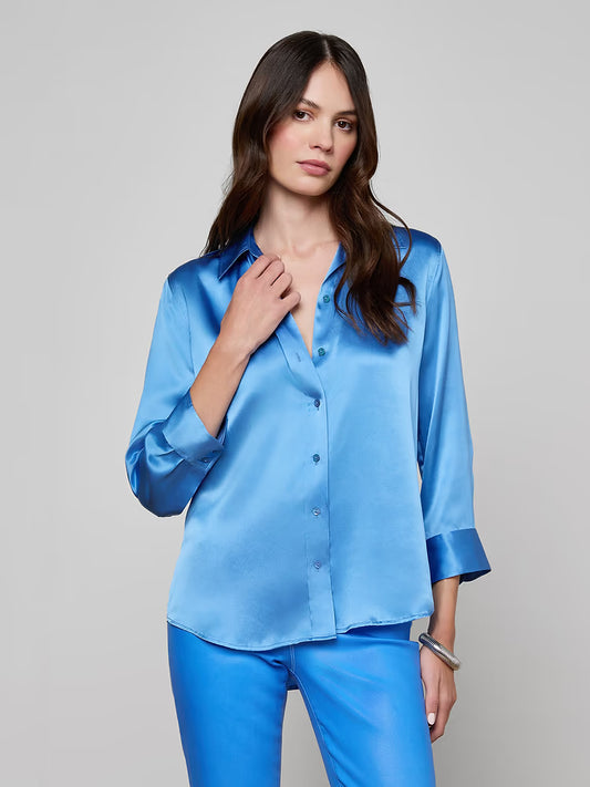 Dani Silk Blouse Regatta Blue - L'AGENCE