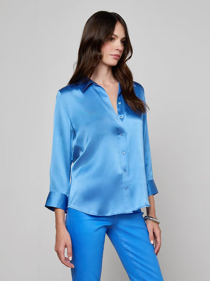 Dani Silk Blouse Regatta Blue - L'AGENCE