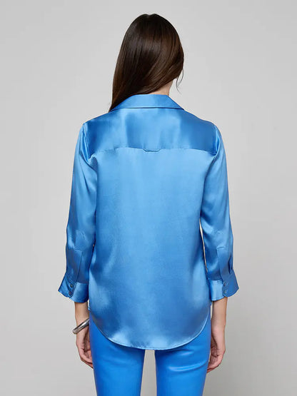 Dani Silk Blouse Regatta Blue - L'AGENCE