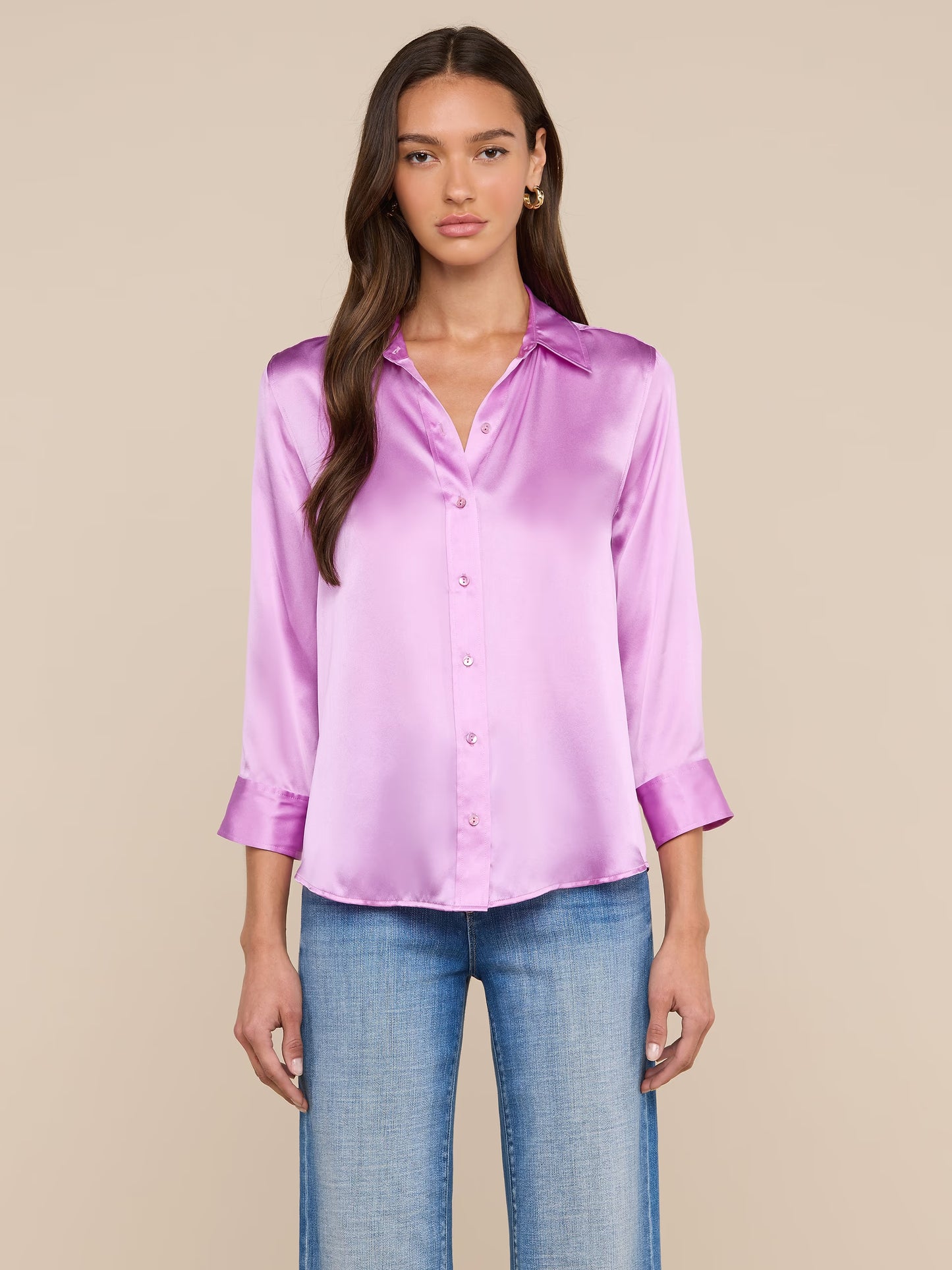 Dani Silk Blouse Vivid Violet - L'AGENCE