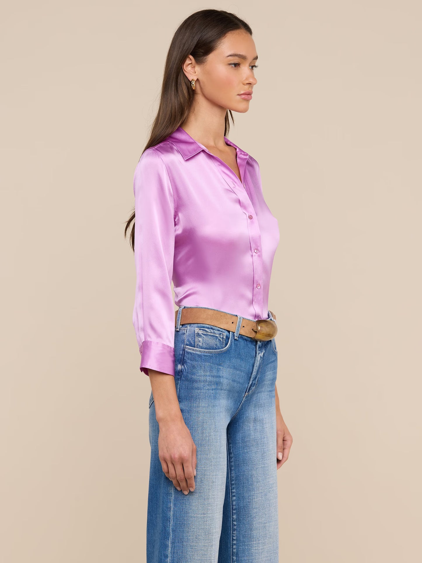 Dani Silk Blouse Vivid Violet - L'AGENCE