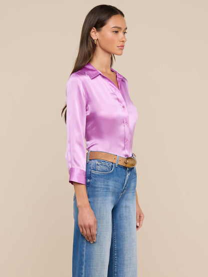 Dani Silk Blouse Vivid Violet - L'AGENCE