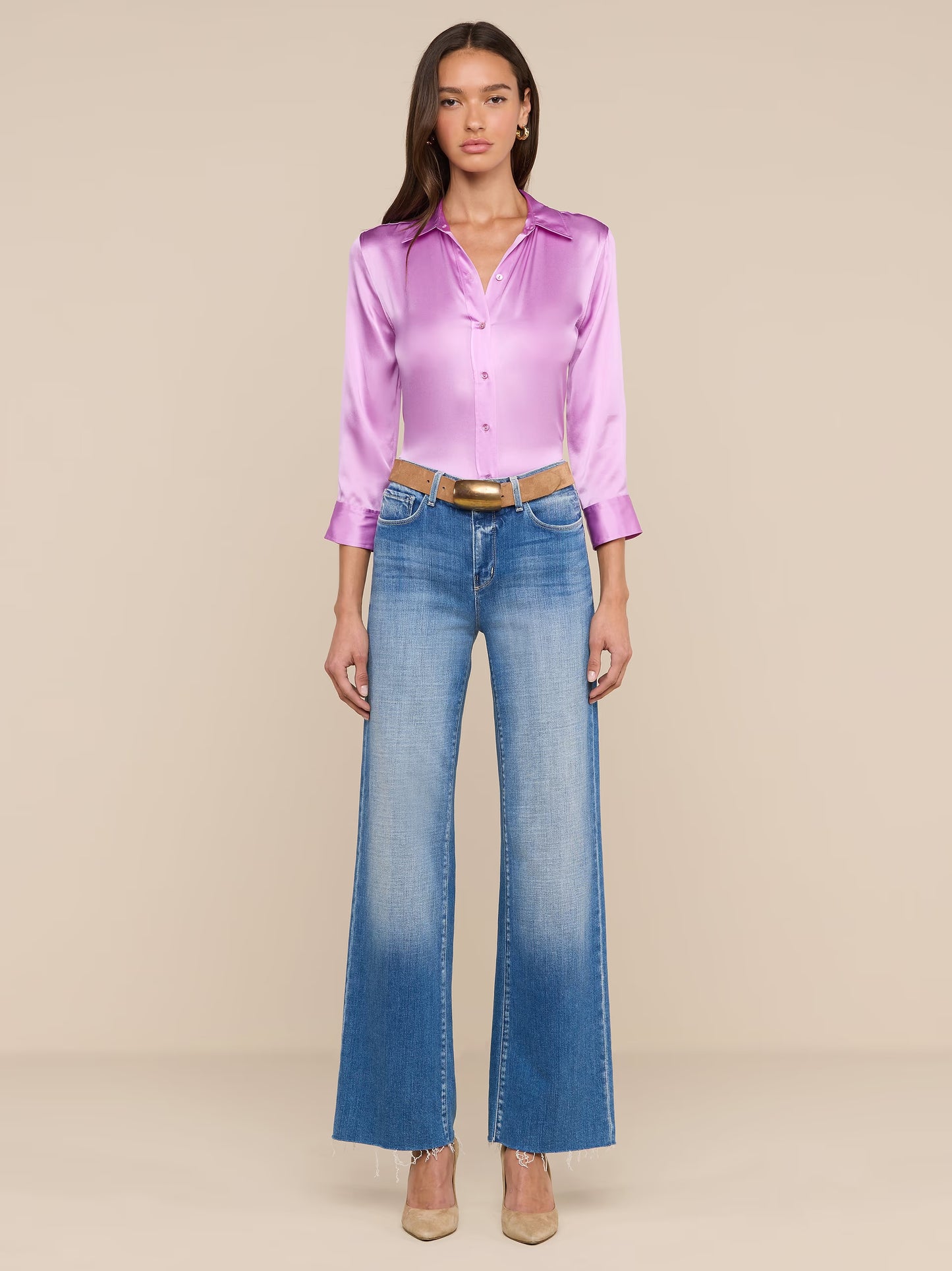 Dani Silk Blouse Vivid Violet - L'AGENCE