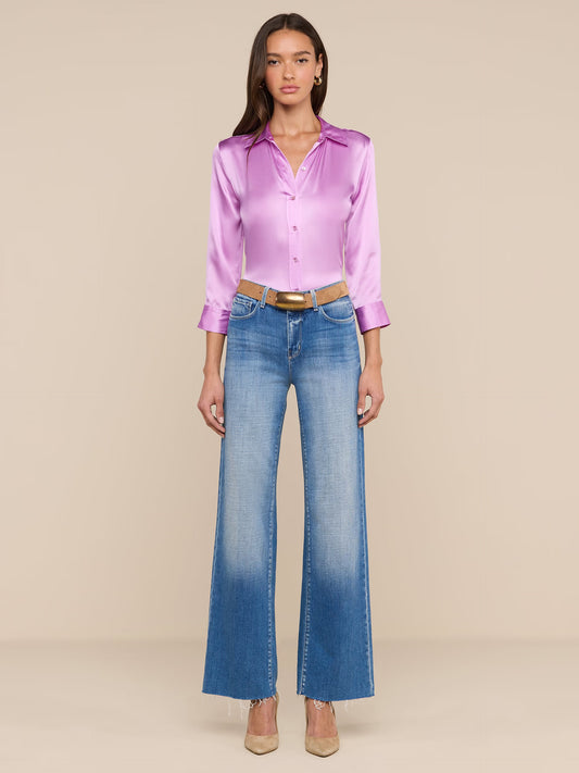 Dani Silk Blouse Vivid Violet - L'AGENCE