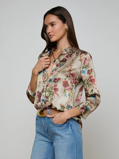 Dani Silk Blouse Multi Floral Tapestry - L'AGENCE