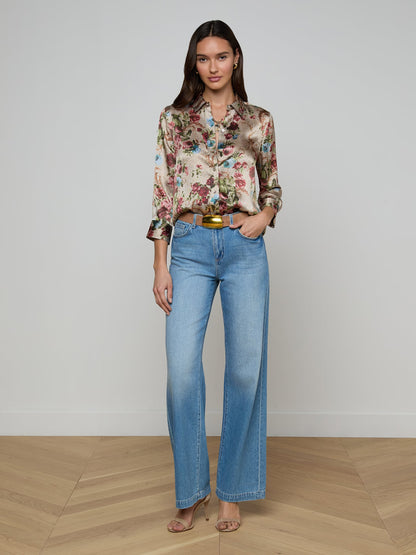 Dani Silk Blouse Multi Floral Tapestry - L'AGENCE