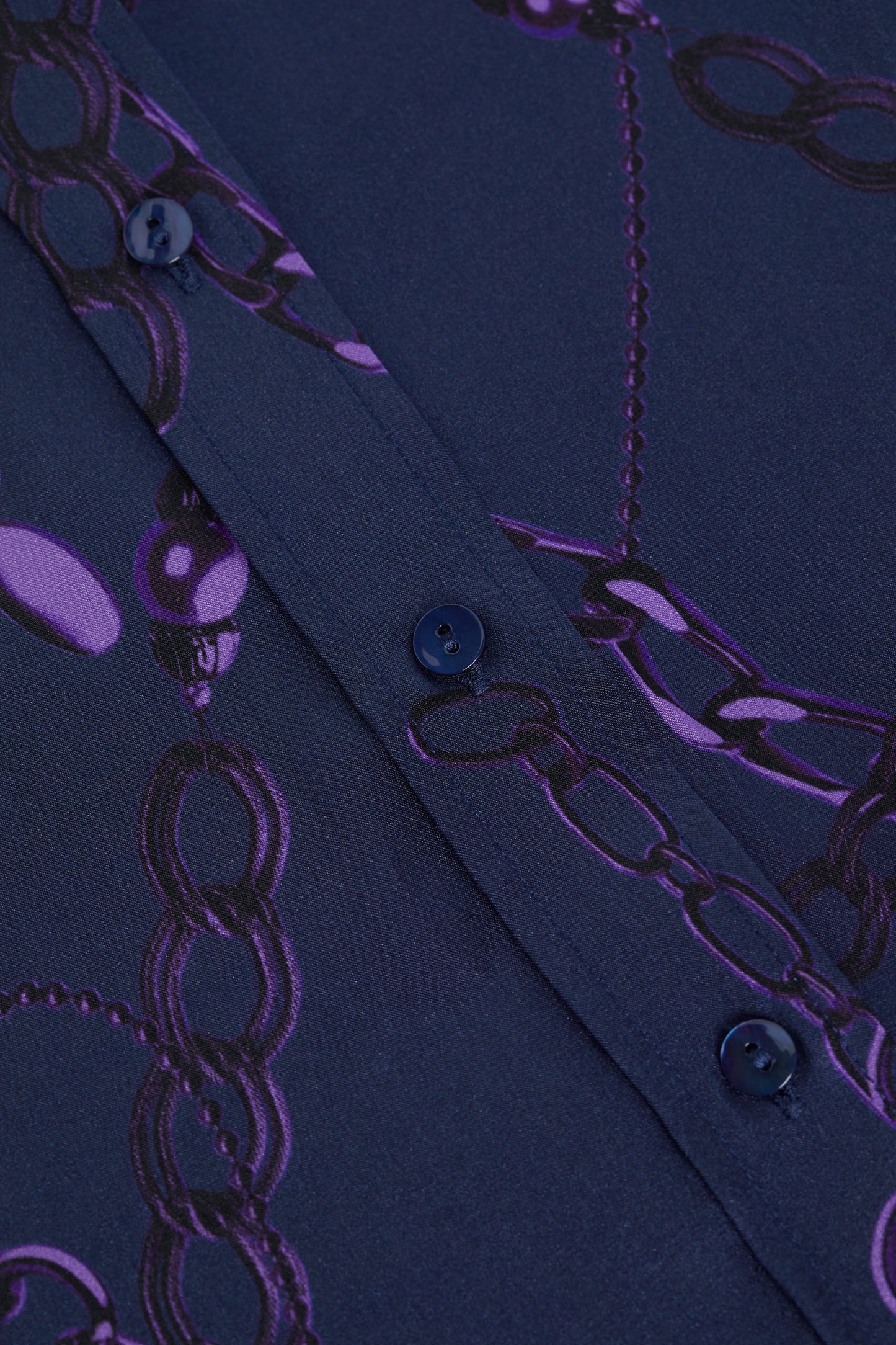 Dani Silk Blouse Midnight/Purple Sketch Chain - L'AGENCE