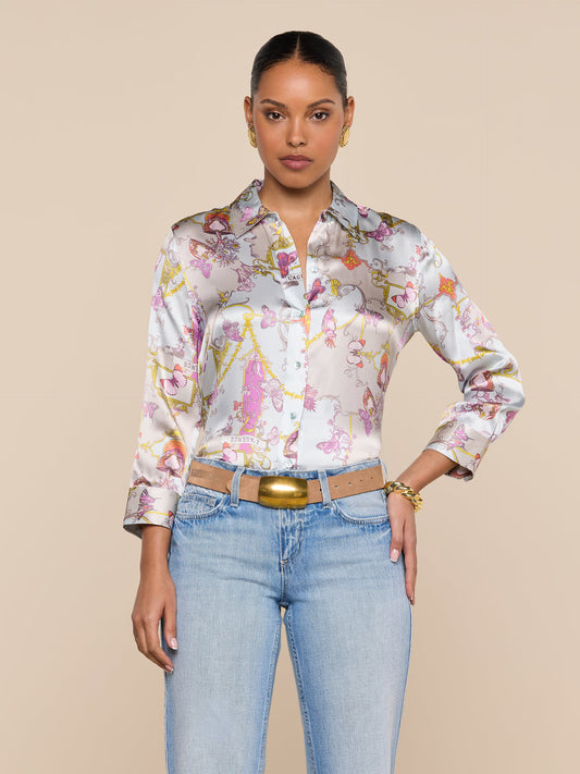 Dani Silk Blouse Multi Baroque Toile - L'AGENCE