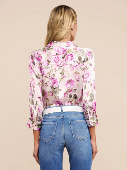 Dani Silk Blouse Light Purple Grandiflora Rose - L'AGENCE