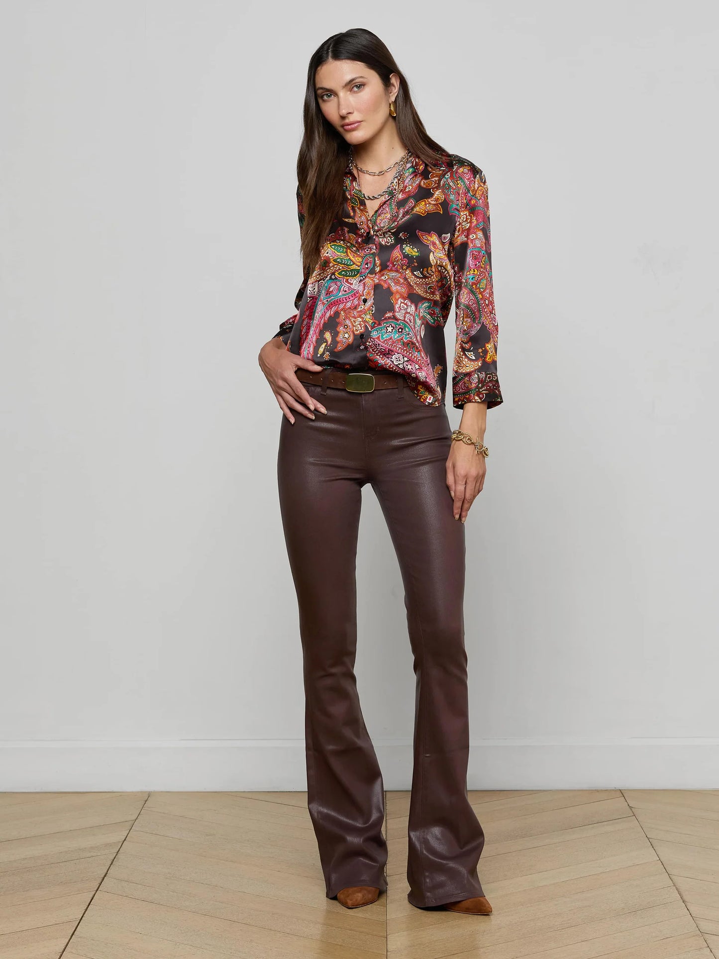 Dani Silk Blouse Black Multi Paisley Scroll - L'AGENCE