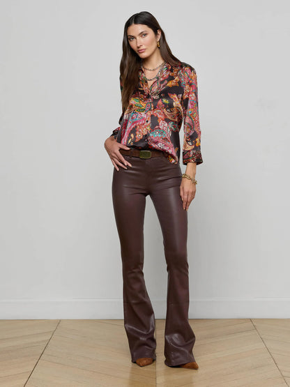 Dani Silk Blouse Black Multi Paisley Scroll - L'AGENCE