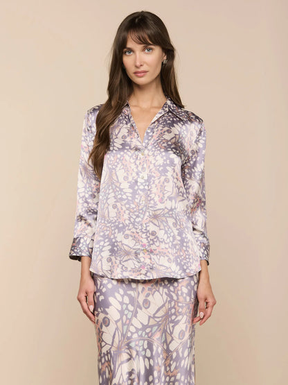 Dani Silk Blouse Multi Small Butterfly Wing - L'AGENCE