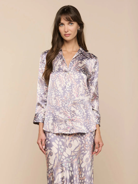 Dani Silk Blouse Multi Small Butterfly Wing - L'AGENCE