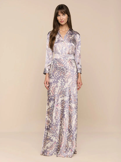 Dani Silk Blouse Multi Small Butterfly Wing - L'AGENCE