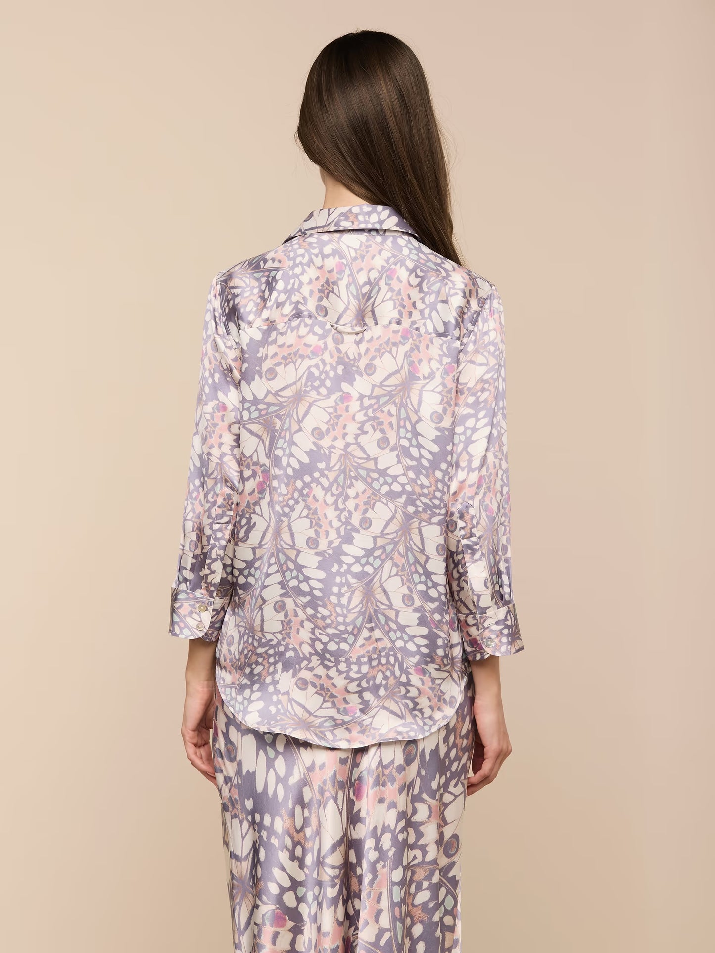 Dani Silk Blouse Multi Small Butterfly Wing - L'AGENCE