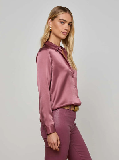 Tyler Silk Blouse Dark Mauve - L'AGENCE