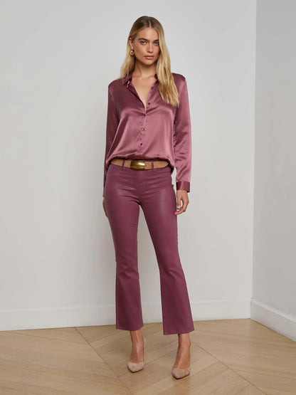 Tyler Silk Blouse Dark Mauve - L'AGENCE