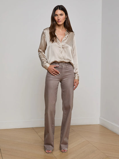 Tyler Silk Blouse Smoke Grey - L'AGENCE