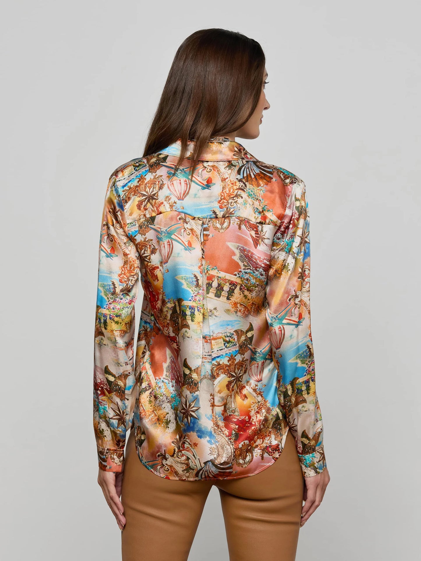 Tyler Silk Blouse Multi Collage - L'AGENCE
