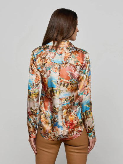 Tyler Silk Blouse Multi Collage - L'AGENCE