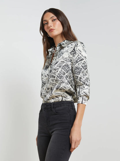 Tyler Blouse Ecru Multi Map of Paris - L'AGENCE